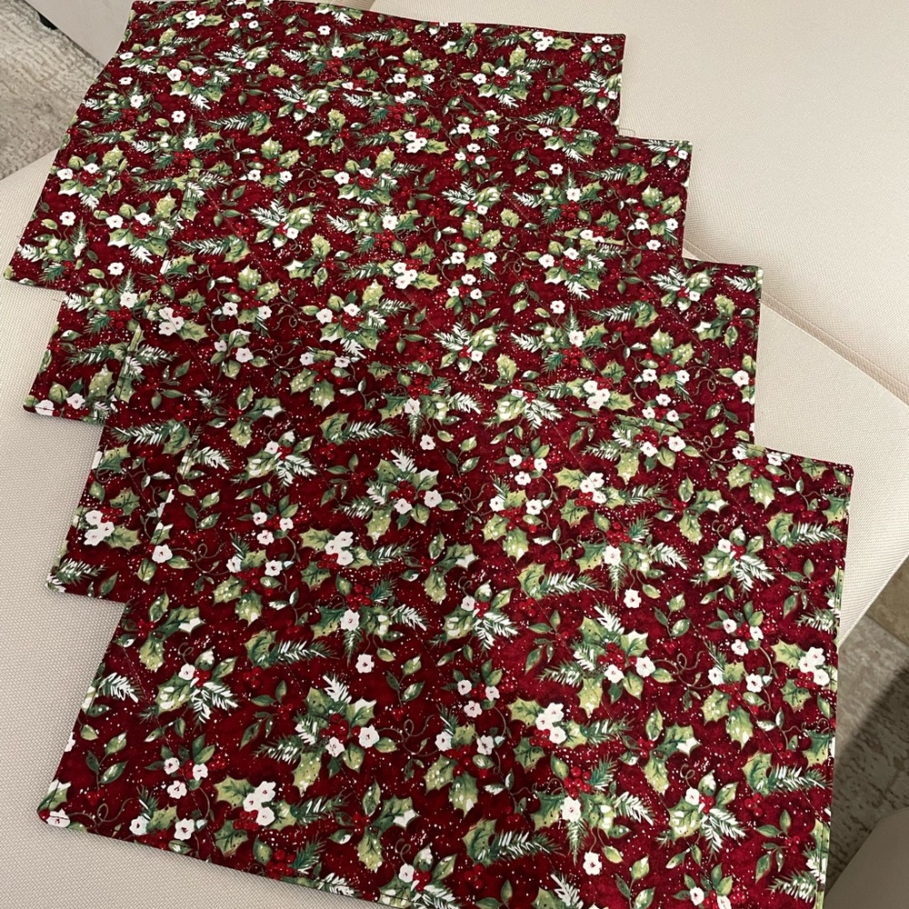 Festive Red and Green Hand Crafted Holiday Placemats